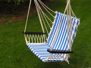 Deluxe Blue and White Hanging Hammock Sky Swing Chair  