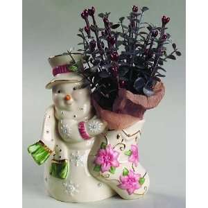  Lenox China Petals & Pearls 6 Inch Snowman Bud Vase, Fine 
