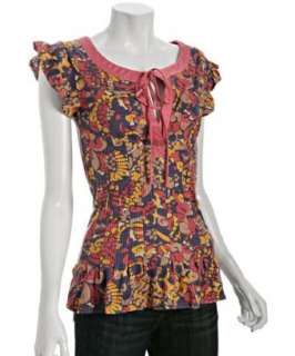Marc by Marc Jacobs pink palette paisley silk cotton keyhole top 