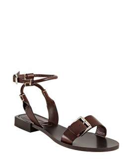 Michael Kors brown leather buckle detail flat sandals