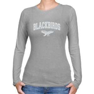  Long Island Blackbirds Ladies Ash Logo Arch Long Sleeve 