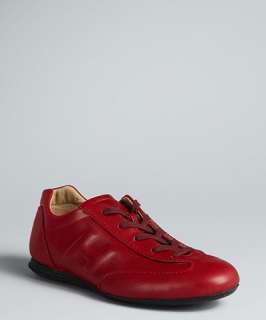 Hogan red leather Olympia lace up sneakers