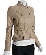 style #306437001 stone leather studded motorcycle jacket