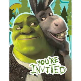 Shrek Birthday Party 8 Invitations and Envelopes  