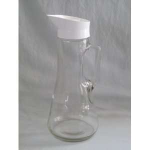  Vintage Clear Glass Maple Syrup Pitcher w/ Removable Lid 