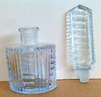 Perfume Bottle Geometric Fan Stopper Pale Blue Glass  