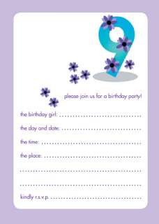 Pack of 10 Childrens Birthday Party Invitations 9 Years Old Girl BPIF 