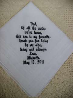 Personalized Embroidered Wedding Handkerchief Hankie Hanky Mother Free 