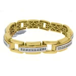   White & Yellow Gold Mens Round Diamond Bracelet 4.78 Carats Jewelry
