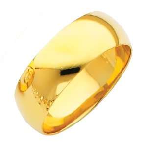  SERVICE *** 14K Yellow Gold 7mm Plain Wedding Band Ring for Men 