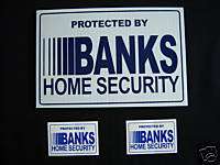 BANKS SECURITY SIGN + 2 DECALS #PS 413^  