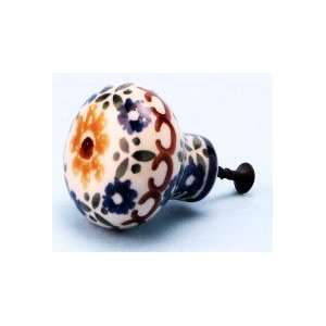  Polish Pottery Knob / Drawer Pull 1 1/2 H x 1 1/2 W x 1 