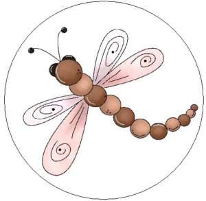 BROWN & PINK DRAGONFLY~ 1 Sticker / Seal Labels  
