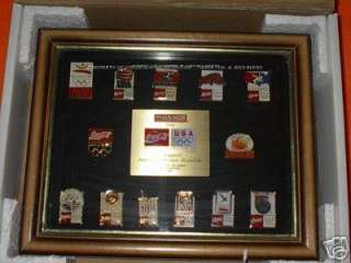 Limited Rare Coca Cola 1992 OLYMPIC Coke Pin Set Frame  