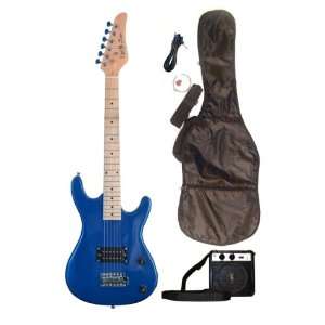  Blue Junior Kids Mini 3/4 Electric Guitar Amp Starter Pack (Guitar 