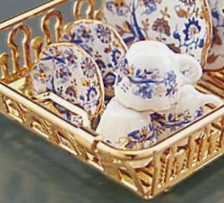 Dollhouse GOLD BLUE ONION SINK SET Reutter Miniature Dishes Drainer 1 