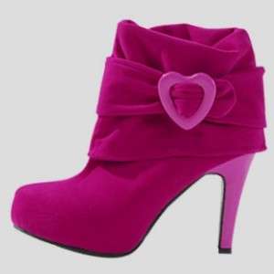 Women Boots High Heel Suede Buckle 4 Ways Shoes Black, Purple, Pink Sz 