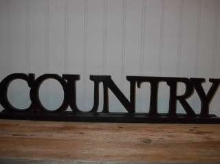 Large PriMiTiVe COUNTRY Word Block SIGN Black Letters  