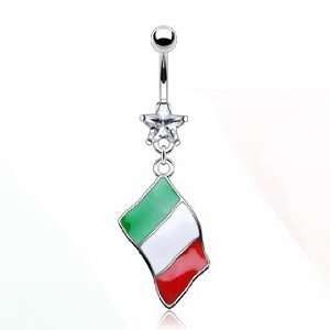  Dangling Flag of Italy Belly Button Navel Ring Dangle with 