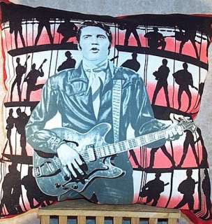 Pillow with Elvis Jail House Rock Red Black NEW  