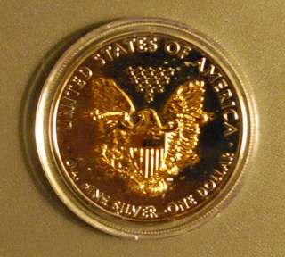2010 American Silver Eagle Proof with 24k Gold Overlay 1 Troy Oz 