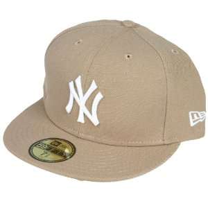  New Era Cap Fitted New York Yankees Tan White Logo Sports 