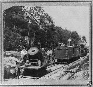 Civil War 13 inch mortar 1864 railroad cars Virginal  