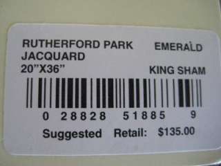 RALPH LAUREN NEW $135 Jacquard King Pillow Sham RUTHERFORD PARK Green 