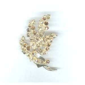 Vintage Pin with Amber Rhinestones