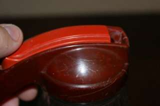 VINTAGE FEDERAL TOOL RED PLASTIC BAKELITE GLASS SYRUP DISPENSER  