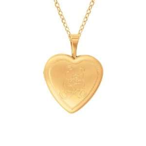  Gold over Silver Heart shaped Teddy Bear Locket Jewelry