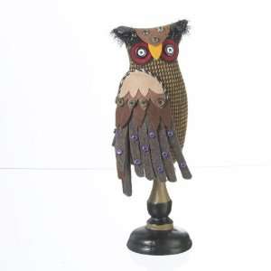  Lodge Brown Fabric and Felt Owl Figure