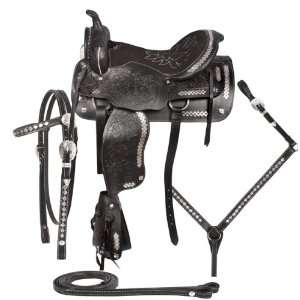  Black Show Parade Western Leather Horse Saddle 15 18 
