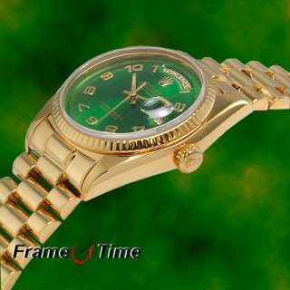 ROLEX President Day Date 18K Gold Green Arabic Watch