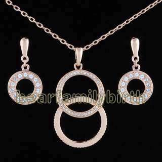 Rose gold Gp Swarovski Crystal circle jewelry set 758  