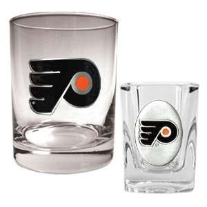  Philadelphia Flyers NHL Rocks Glass & Square Shot Glass 