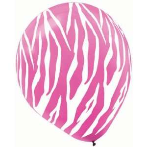  Bright Pink Zebra 12 Latex Balloons (6 per package) Toys 