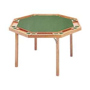  Octagon Poker Table with Natural Finish & Green Vinyl Top 