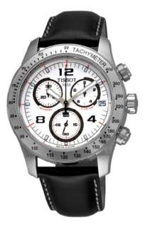 Tissot V8 Chronograph Silver Dial Leather Mens Watch T0394171603700 