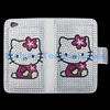 Hello kitty case crystal and leather cover skin protect for iphone 4S 