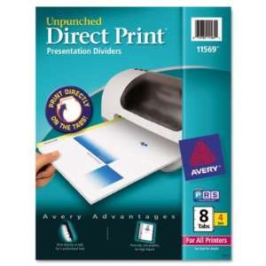  Print Unpunched 8 Tab Dividers for Laser/Inkjet/Printers   Eight Tab 