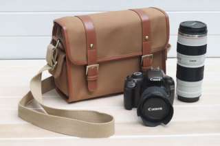 Canvas SLR Digital SLR Camera Len Case Pouch Protective Shoulder 
