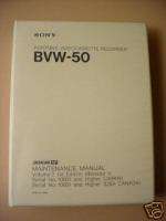 SONY MANUAL for BVW50 BVW 50 video cassette recorder  