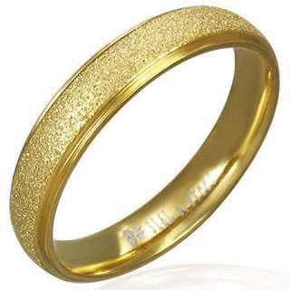 Stainless Steel 4MM Gold Textured Step Edge Band SZ5 5d  