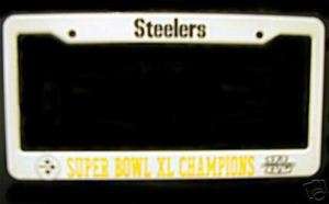 Steelers Super Bowl XL Champs Wht License Plate Frame  