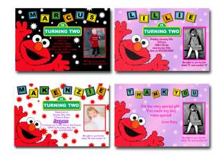 Pink Stars Elmo & Sesame Street Thank You Cards  