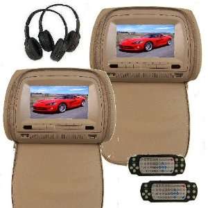 Pair) TAN 7 DIGITAL Touch Screen Car Headrest Monitor DVD Player w 