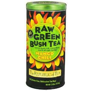 The Republic of Tea, Raw Green Bush Tea Mango Chili, 36 Count  