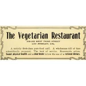   Los Angeles Vegetarian Restaurant   Original Print Ad
