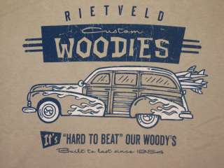 Rietveld Custom Woodies Car Surf Board Khaki T Shirt NWT M   Only A 